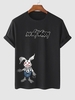 T-shirt à Imprimé DO NOT WORRY Lapin à Manches Courtes M Noir