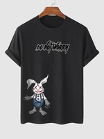 T-shirt à Imprimé DO NOT WORRY Lapin à Manches Courtes M Noir