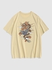 T-shirt à Imprimé Dragon de Style Oriental S Café lumière
