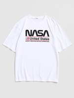 T-Shirt à Imprimé Drapeau Américain Style Graphique M Blanc