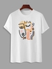 T-shirt à Imprimé Figure Abstrait à Manches Courtes L Blanc