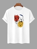 T-shirt à Imprimé Figure Esquisse Graphique à Manches Courtes Xl Blanc
