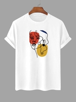 T-shirt à Imprimé Figure Esquisse Graphique à Manches Courtes Xl Blanc