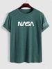 T-shirt à Imprimé Graphique Lettre à Manches Courtes M Vert profond