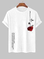 T-shirt à Imprimé Graphique Rose Lettre à Manches Courtes L Blanc
