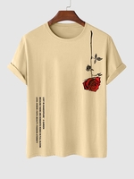 T-shirt à Imprimé Graphique Rose Lettre à Manches Courtes L Café lumière
