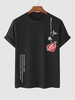 T-shirt à Imprimé Graphique Rose Lettre à Manches Courtes L Noir