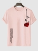 T-shirt à Imprimé Graphique Rose Lettre à Manches Courtes L Rose clair