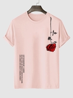 T-shirt à Imprimé Graphique Rose Lettre à Manches Courtes L Rose clair