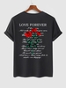 T-shirt à Imprimé Graphique Rose Lettre à Manches Courtes S Noir