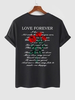 T-shirt à Imprimé Graphique Rose Lettre à Manches Courtes S Noir