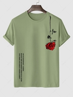 T-shirt à Imprimé Graphique Rose Lettre à Manches Courtes Xl Vert clair