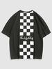 T-shirt à Imprimé Lettre à Manches Courtes Esthétique Y2K M Noir
