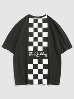 T-shirt à Imprimé Lettre à Manches Courtes Esthétique Y2K M Noir