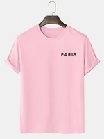 T-shirt à Imprimé Lettre à Manches Courtes L Rose léger