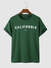 T-shirt à Imprimé Lettre à Manches Courtes M Vert profond