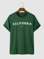 T-shirt à Imprimé Lettre à Manches Courtes M Vert profond