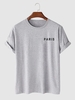 T-shirt à Imprimé Lettre à Manches Courtes S Gris clair