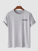 T-shirt à Imprimé Lettre à Manches Courtes S Gris clair