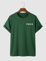 T-shirt à Imprimé Lettre à Manches Courtes S Vert profond