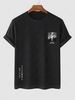 T-shirt à Imprimé Lettre ALASKA SNOW MOUNTAIN Graphique à Manches Courtes L Noir