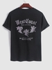T-shirt à Imprimé Lettre Déformée à Manches Courtes L Noir
