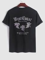 T-shirt à Imprimé Lettre Déformée à Manches Courtes Xl Noir