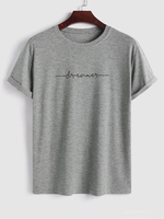 T-shirt à Imprimé Lettre Dreamer à Manches Courtes Xl Gris clair