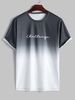 T-shirt à Imprimé Lettre en Couleur Ombrée à Manches Courtes M Noir profond