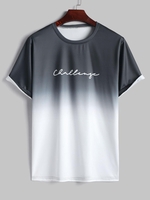 T-shirt à Imprimé Lettre en Couleur Ombrée à Manches Courtes Xl Noir profond
