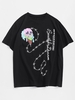 T-shirt à Imprimé Lettre et Crâne à Manches Courtes Streetwear 2xl Noir