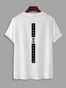 T-shirt à Imprimé Lettre et Slogan en Coton à Manches Courtes L Blanc