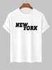 T-shirt à Imprimé Lettre NEW YORK CITY à Manches Courtes en Coton S Blanc