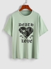 T-shirt à Imprimé Lettre Visage Cœur de Grande Taille
