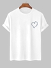 T-shirt à Imprimé Ligne Graphique Cœur à Manches Courtes M Blanc