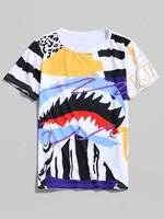 T-shirt à Imprimé Léopard Graffitis Peinture à Col Rond M Jaune soleil
