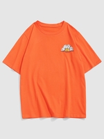 T-shirt à Imprimé Marguerite Graphique à Manches Courtes S Orange