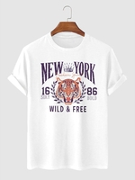 T-shirt à Imprimé Message et Tigre Xl Blanc