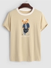 T-shirt à Imprimé Ours Lettre Graphique à Manches Courtes Xxl Café lumière