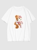 T-shirt à Imprimé Ours Squelette à Goutte Epaule 2xl Blanc