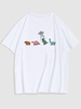 T-shirt à Imprimé Petite Dinosaure Amusant à Col Rond Xl Blanc