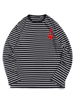T-shirt à Imprimé Rayure et Carte à Manches Longues Xxl Noir