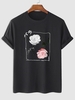 T-shirt à Imprimé Rose à Manches Courtes Xs Noir
