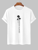 T-shirt à Imprimé Rose Graphique à Manches Courtes L Blanc