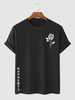 T-shirt à Imprimé Rose Graphique à Manches Courtes L Noir