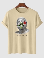 T-shirt à Imprimé Rose Graphique à Manches Courtes M Café lumière