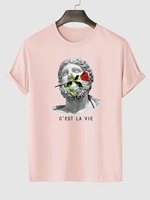 T-shirt à Imprimé Rose Graphique à Manches Courtes S Rose clair