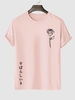 T-Shirt à Imprimé Rose Japonais à Manches Courtes L Rose clair