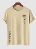 T-Shirt à Imprimé Rose Japonais à Manches Courtes S Café lumière
