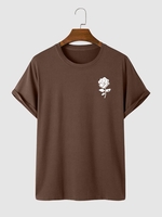 T-shirt à Imprimé Rose Manches Courtes S Café profond